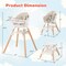 Costway 6-in-1 Convertible Wooden Baby Highchair Infant Feeding Chair with Removable Tray Black/Grey/Pink/White/Beige